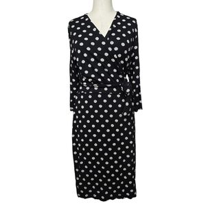 Sade New York Martey Black Cream Wrap Polka Dot Dress 16